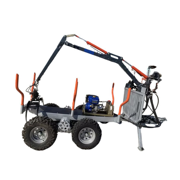 RMFOR, Remorque forestière avec grue hydraulique + treuil télécommandé
