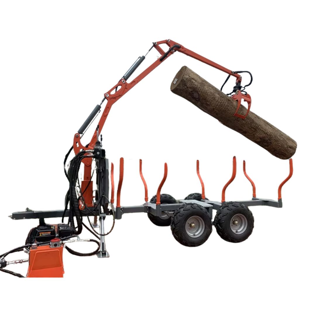 RMFOR - Remorque forestière avec grue hydraulique + treuil télécommandé