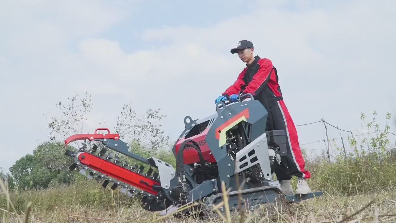 vidéo trancheuse de sol jardieuro sur chenilles